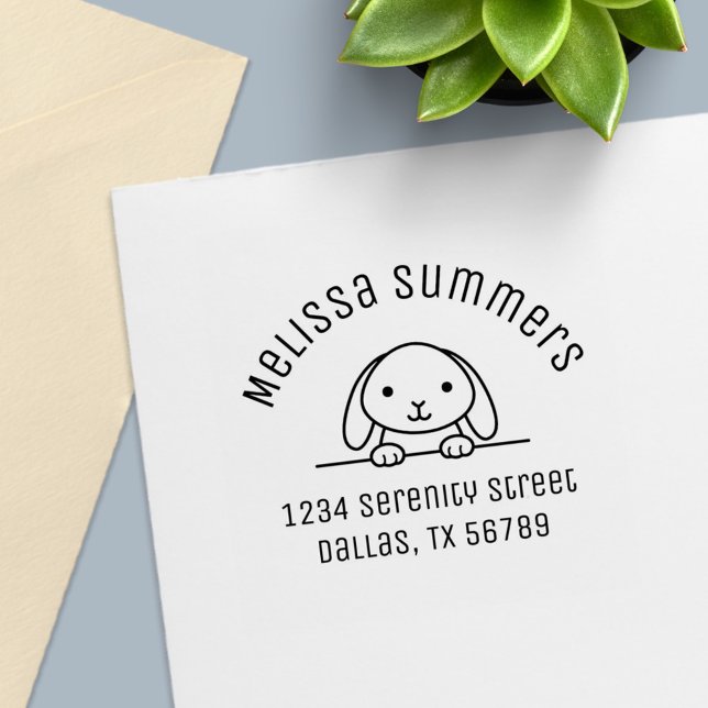 Niedlicher Bunny Rabbit Peeking Arch Adresse 2 Permastempel (Von Creator hochgeladen)