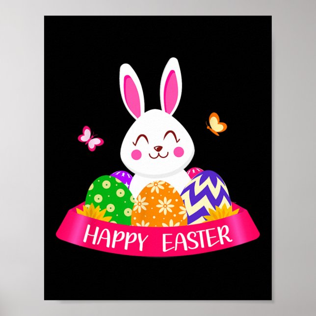 Niedlicher Bunny Spring Hunt Eggs Rabbit Happy Oas Poster (Vorne)