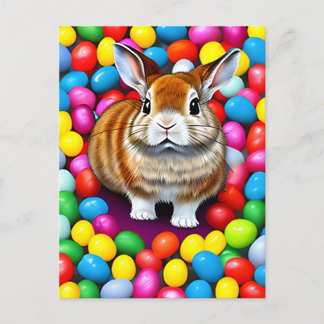 Niedlicher Bunny und Jellybeans Postkarte (Vorderseite)