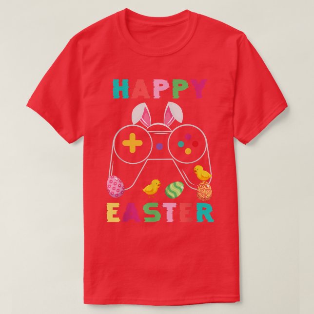 Niedlicher Bunny Video Game Controller Gamer Happy T-Shirt (Design vorne)