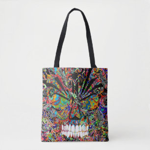 Niedlicher bunter abstrakter wütender Totenkopf Tasche