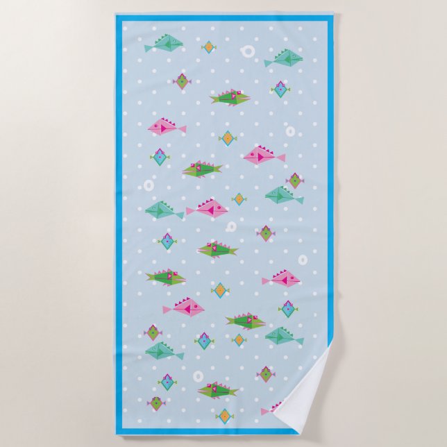 Niedlicher, bunter Fisch unter dem Meer Strandtuch (Vorderseite)