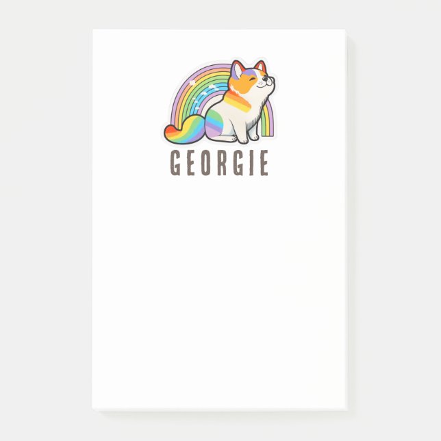 Niedlicher bunter Hund und Regenbogen Nachhinweise Post-it Klebezettel (Vorderseite)