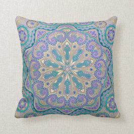 Niedlicher bunter Mandala im lila Blau und im Gold Kissen