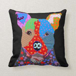 Niedlicher bunter Patchwork Pitbull Hund Kissen