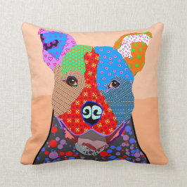 Niedlicher bunter Patchwork Pitbull Hund Kissen