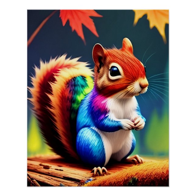 Niedlicher Bunter Sitzender Eichhörnchen-75463 Poster (Vorderseite)