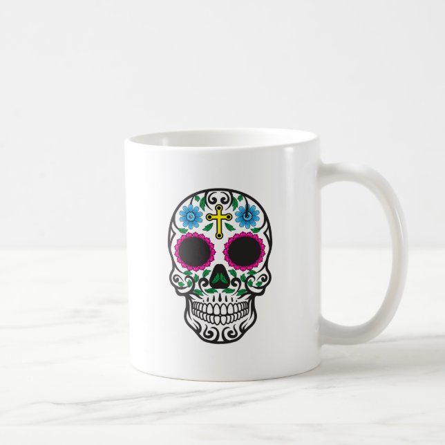 Niedlicher bunter Zuckerschädel dia de Los Muertos Kaffeetasse (Rechts)