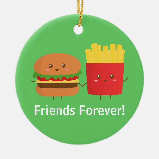 Niedlicher Burger und Fischrogen, Freunde für Keramik Ornament (Vorne)