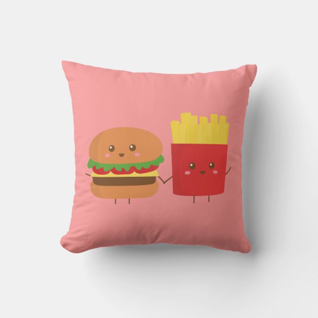 Niedlicher Burger und Fischrogen, Freunde für Kissen (Vorderseite)