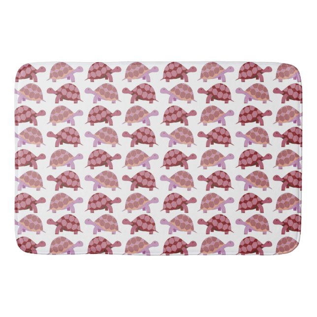 Niedlicher Burgunder Cartoon Tortoise Pattern Badematte (Vorderseite)