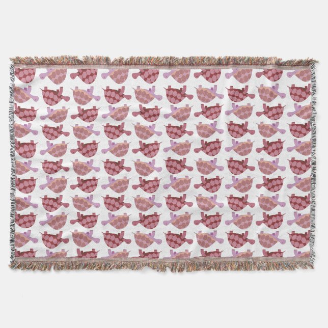 Niedlicher Burgunder Cartoon Tortoise Pattern Decke (Vorderseite)