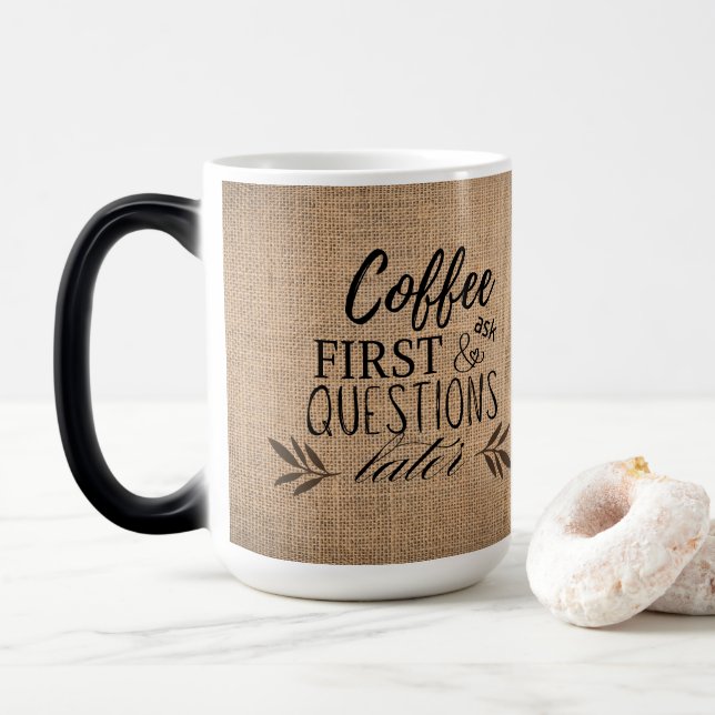 Niedlicher Burlap-Kaffee Verwandlungstasse (Mit Donut)