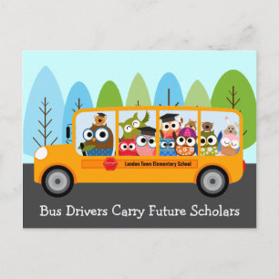 Niedlicher Busfahrer der Owl School Danke Postkarte