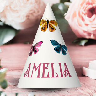 Niedlicher Butterfly-Mädchenname Geburtstag Partyhütchen
