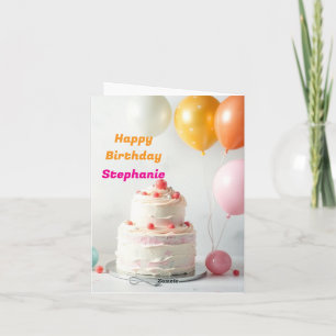 Niedlicher Cake Piece Balloons Happy Birthday Karte