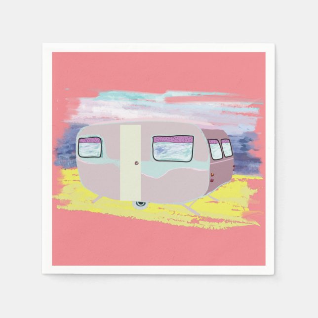 Niedlicher Camper am Strand Serviette (Vorderseite)