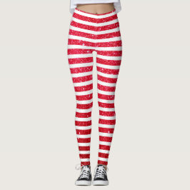 Niedlicher Candy Cane Glitzer Strickmuster Leggings