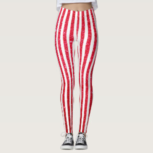 Niedlicher Candy Cane Glitzer Strickmuster Leggings