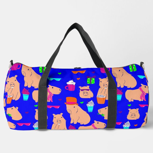 niedlicher Capybara-Blauer Duffle Bag (Vorderseite)