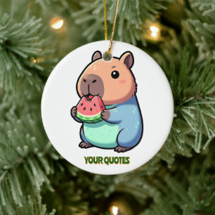 Niedlicher Capybara, der Wassermelone isst Keramik Ornament
