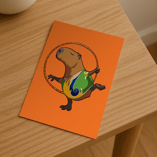 Niedlicher Capybara Rhythmische Gymnastik Hoop Car Postkarte (Von Creator hochgeladen)