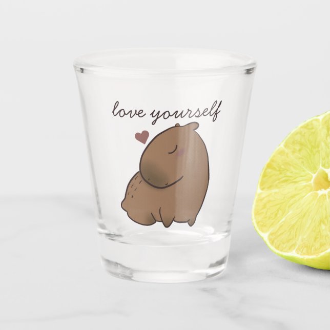 Niedlicher Capybara-Wurf Kissen T - Shirt Schnapsglas (Vorderseite)