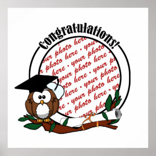 Niedlicher Cartoon Abschluss mit Cap & Diploma Poster