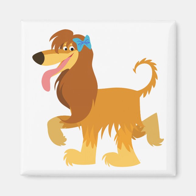 Niedlicher Cartoon, afghanisches Hound Magnet (Vorne)