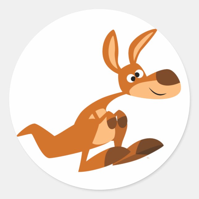 Niedlicher Cartoon Albern Kangaroo Aufkleber (Vorderseite)