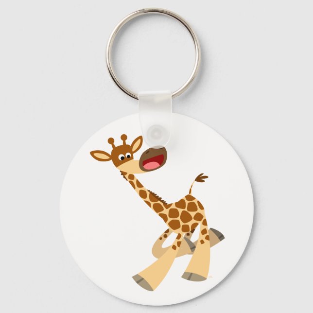 Niedlicher Cartoon Ambling Giraffe Schlüsselanhäng Schlüsselanhänger (Vorderseite)