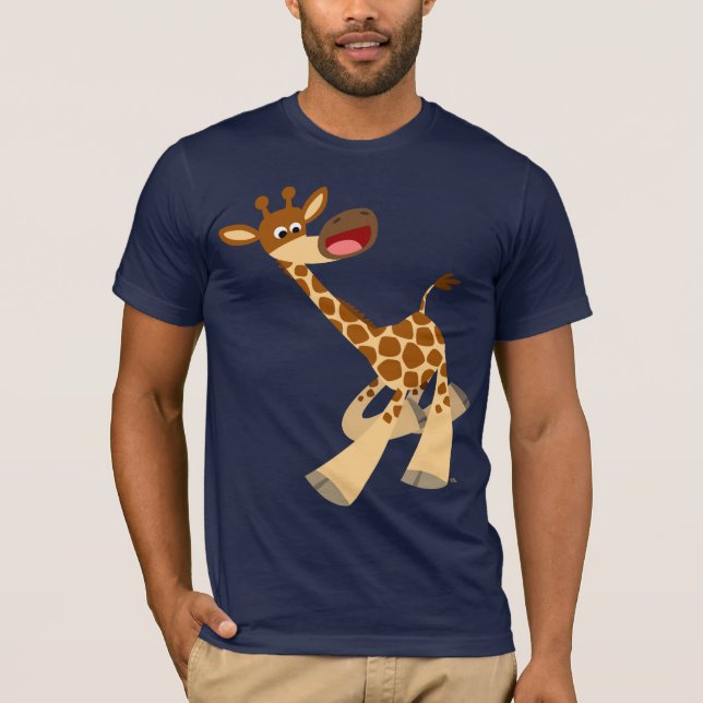 Niedlicher Cartoon Ambling Giraffe T - Shirt (Vorderseite)