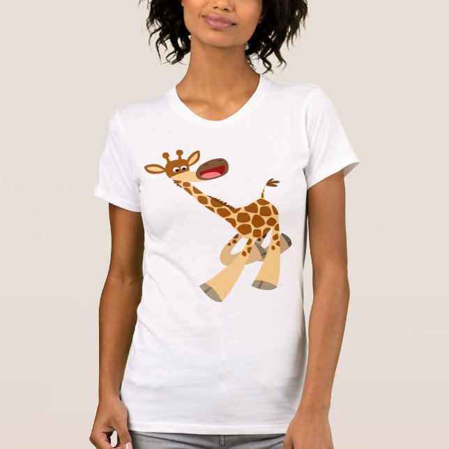 Niedlicher Cartoon Ambling Giraffe T - Shirt (Vorderseite)