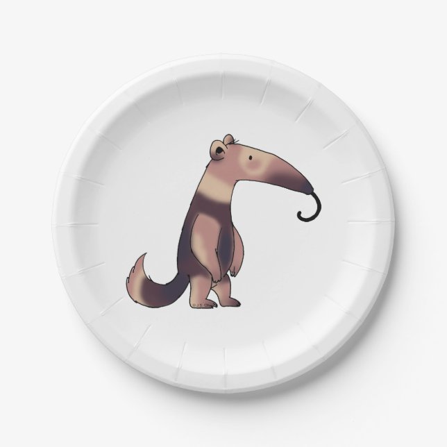 niedlicher Cartoon Anteater Pappteller (Vorderseite)