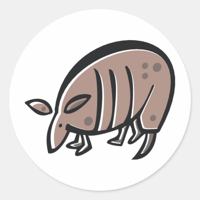Niedlicher Cartoon Armadillo Runder Aufkleber (Vorderseite)