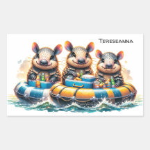 Niedlicher Cartoon Armadillos mit Spaß am Fluss