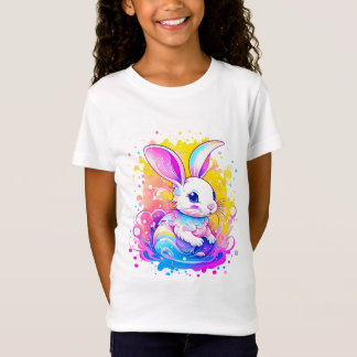 Niedlicher Cartoon auf farbenprächtigem Hintergrun T-Shirt