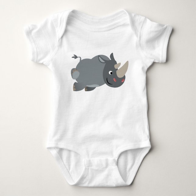 Niedlicher Cartoon Aufladen von Rhino Babykleidung Baby Strampler (Vorderseite)