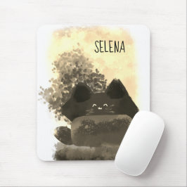 Niedlicher Cartoon aus Gold und Schwarz Verborgene Mousepad