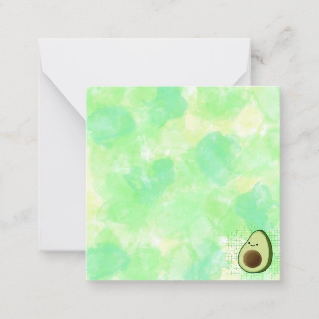 Niedlicher Cartoon Avocado Aquarellfarbe Mitteilungskarte (Vorderseite)