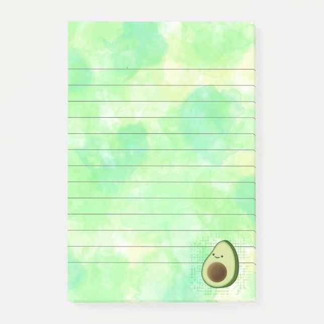 Niedlicher Cartoon Avocado Aquarelluntergrund Post-it Klebezettel (Vorderseite)