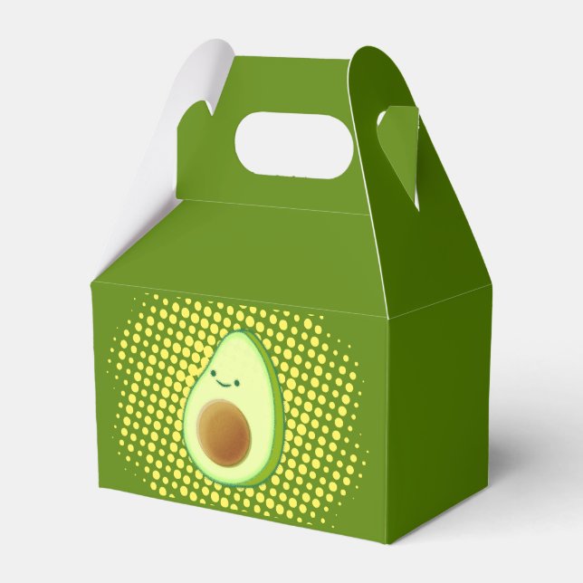 Niedlicher Cartoon Avocado auf dem gelben Vortex Geschenkschachtel (Vorderseite)