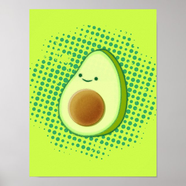Niedlicher Cartoon Avocado auf einem störenden grü Poster (Vorne)