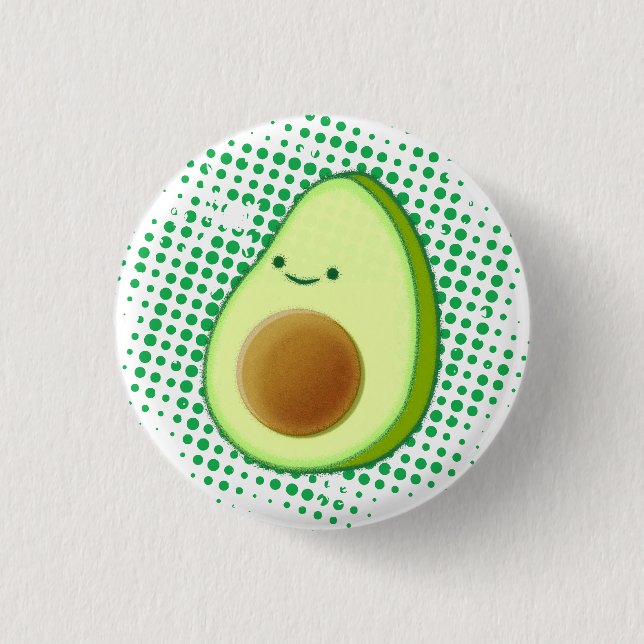 Niedlicher Cartoon Avocado auf störendem Vortex Button (Vorderseite)