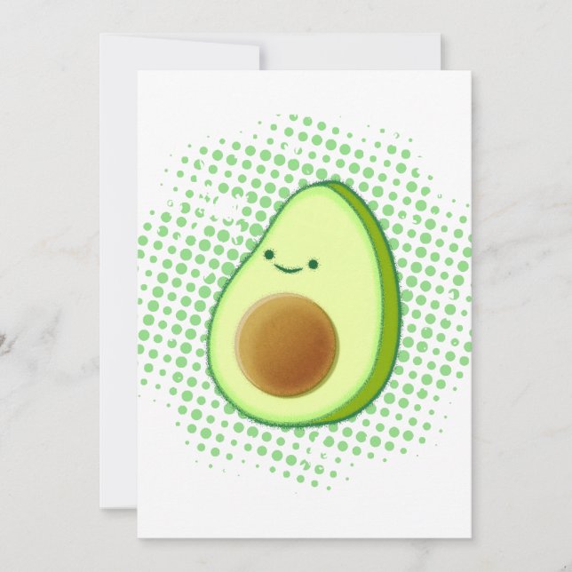 Niedlicher Cartoon Avocado auf störendem Vortex Einladung (Vorderseite)