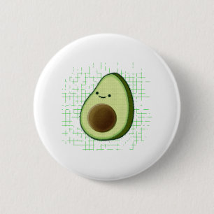 Niedlicher Cartoon Avocado im Hintergrund Button