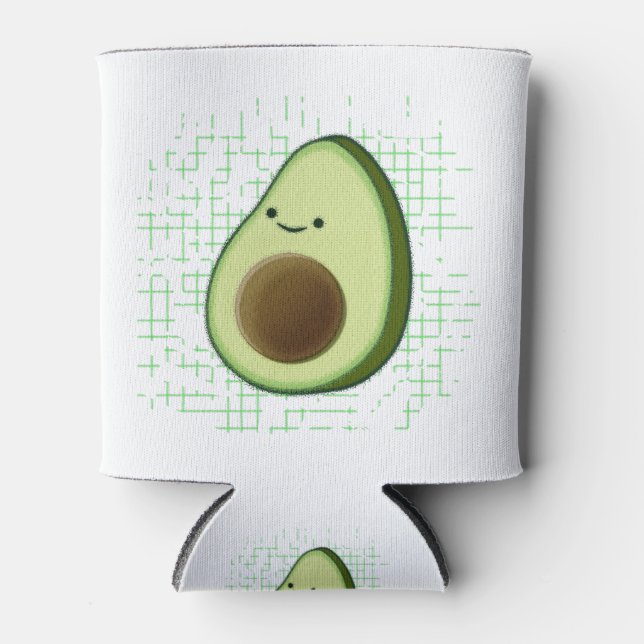 Niedlicher Cartoon Avocado im Hintergrund Dosenkühler (Vorderseite)