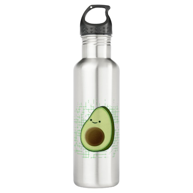 Niedlicher Cartoon Avocado im Hintergrund Edelstahlflasche (Vorderseite)