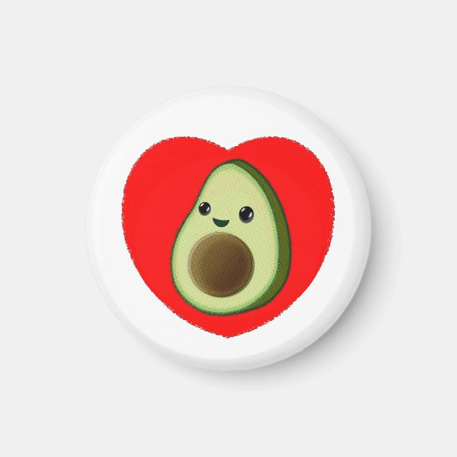 Niedlicher Cartoon Avocado im Roten Herzen Magnet (Vorne)