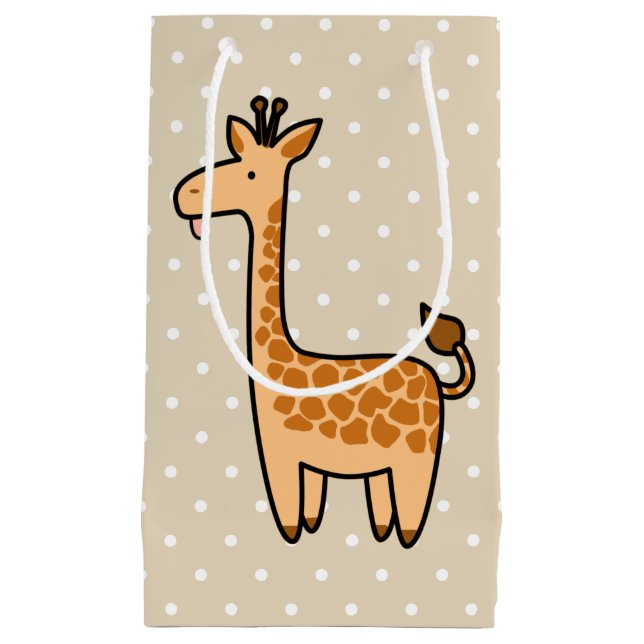 Niedlicher Cartoon Baby Giraffe & Polka Dots Kleine Geschenktüte (Vorderseite)